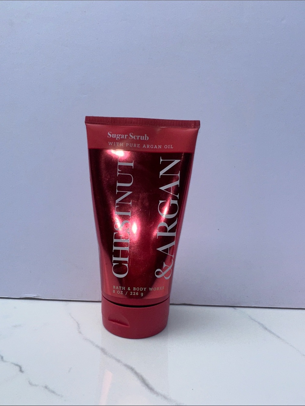 Bath & Body Works Chestnut & Argan Sugar Scrub - Metallic Red